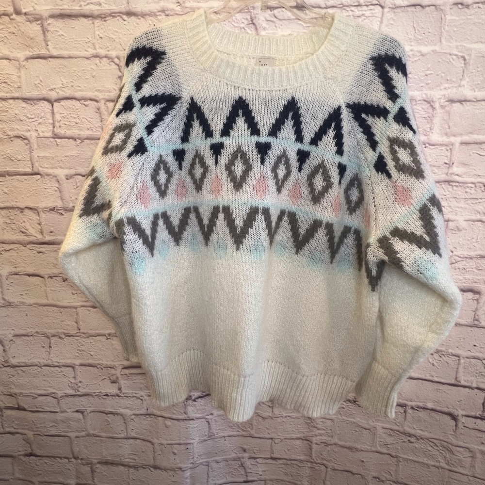 A New Day Fuzzy geometric sweater